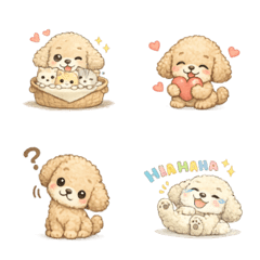 Fluffy Toy Poodle Emojis Cute Daily Use