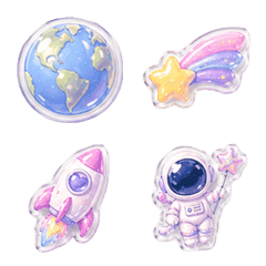 Kawaii Fantasy Space Emoji Stickers