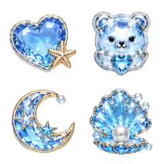 Puffy Blue Jewel Emojis