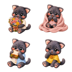Fluffy Kuro-chan Emojis