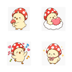 Cute Mushroom Chick Emoji