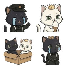 Slightly Naughty Black & White Cat Emoji