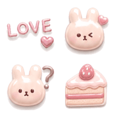 Fluffy bunny design in muted colors
