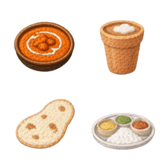 大人かわいい刺繍風インド料理絵文字
