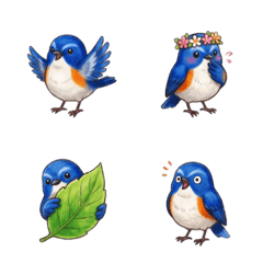 Happy Blue Bird emoji 1 (Ruribitaki)