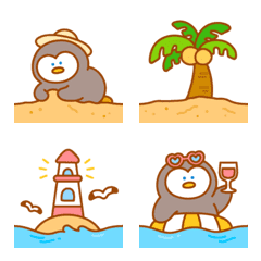 Cute penguin's summer vacation
