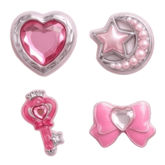 Puffy Jewel Emoji Pink&Silver