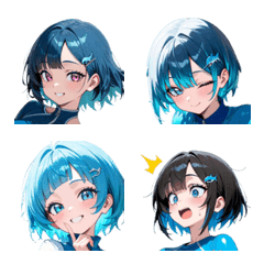 Sea Blue Girl: Tiny Ocean Emoji