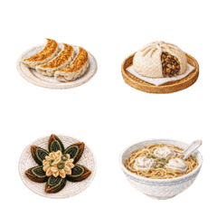 精美刺繡中國美食表情符號