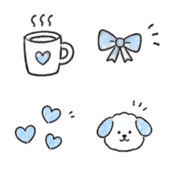 Pastel blue Handwritten Kawaii Emoji
