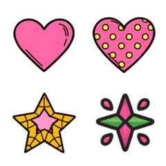 カラフルでポップなハートと星の絵文字