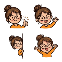 Daily Emojis of Glasses Girl