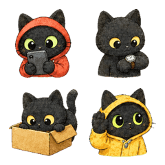Black Cat Ruu Funny Emoji