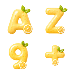 Emoji alphabet number yellow lemon