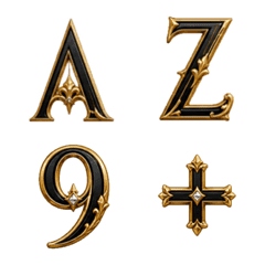 Emoji alphabet number gold black luxury2