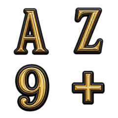 Emoji alphabet number gold black luxury