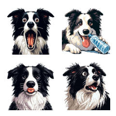 pixel art Border collie dog...