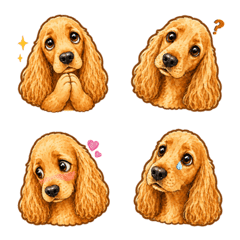 English Cocker Spaniel - Gold Emojis