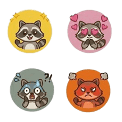 Raccoon Emotions Set