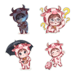 嘻嘻女孩(粉牛) 表情貼