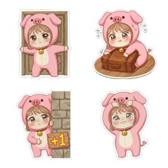 嘻嘻女孩(豬扮裝) 表情貼 1