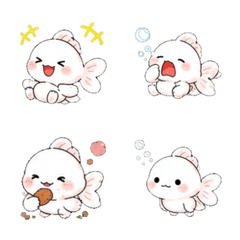 Cute Round White Goldfish Emoji