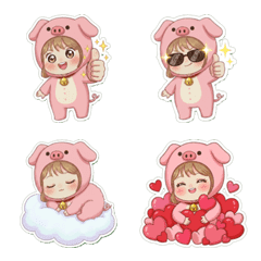 嘻嘻女孩(豬扮裝) 表情貼