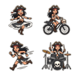 Pirate Girl Emoji Stickers