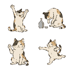 Caricature-style calico cat