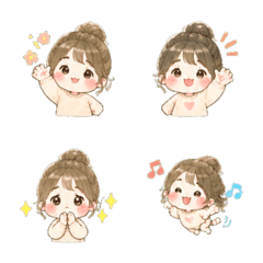 Expressive Girl with Hair Buns Emoji