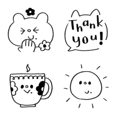 Cute Monochrome Shirokuma Nanamin Emojis