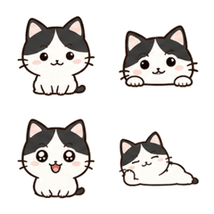 Cute Black and White Cat Emoji