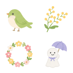 tiny spring & rainy emojis