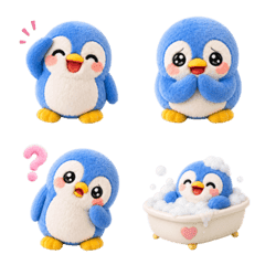 Fluffy Plush Penguin Emoji