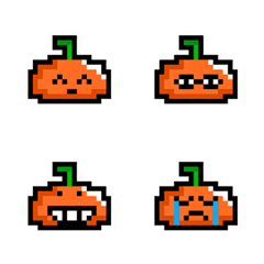 A cheeky pixelated pumpkin emoji.