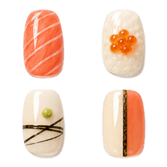 美甲圖鑑｜鮭魚壽司系列