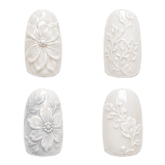 美甲圖鑑｜白瓷雕花系列
