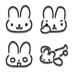 Crayon-Drawn Rabbit Emojis for Everyday