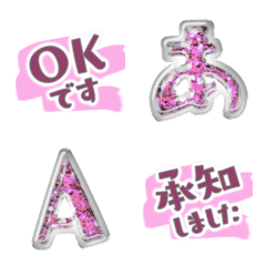 alphabet and emoji pink ok ...