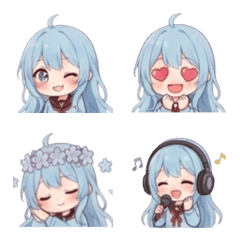 水藍髮色可愛女孩