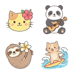 Cute Summer Animals Emoji 40 pieces