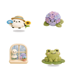 動くぷくぷく3D｜梅雨と初夏の毎日絵文字