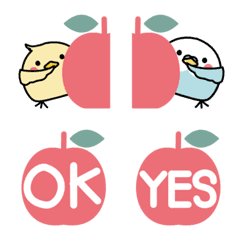 Birds emojis. Fruit.