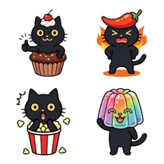 Daily Use! Playful Black Cat & Sweets