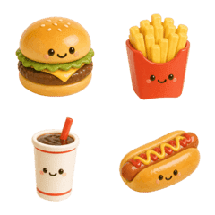 Puffy 3D Fast Food Daily Emoji
