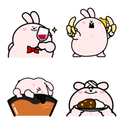 おでぶウサギ絵文字（食べ物大好き）