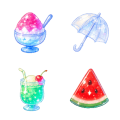 Glossy & Sparkly Summer Emojis