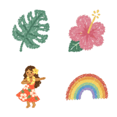 Hula Dance & Tropical Emoji - Hand Drawn