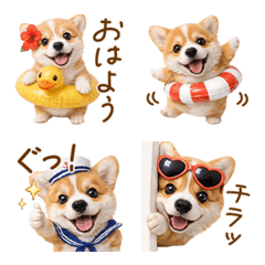 Summer Corgi everyday emojis