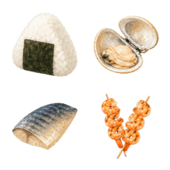 水彩海味餐點裝飾表情 E